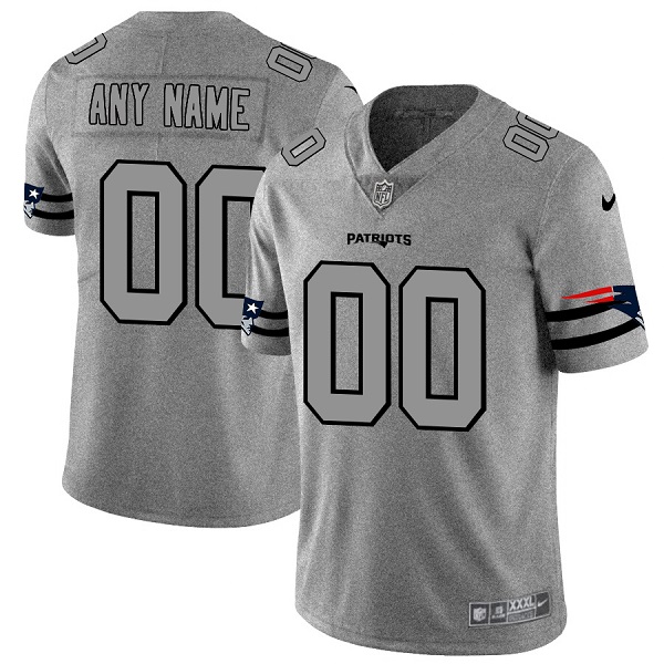 Men's New England Patriots ACTIVE PLAYER Custom 2019 Gray Gridiron Team Logo Limited Stitched Jersey